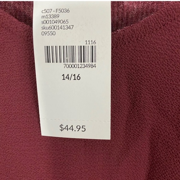 Lane Bryant LS Maroon 2fer V Neck Sweater/Top - Picture 4 of 7